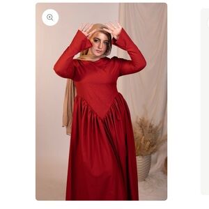 Chic Long Sleeve Red Dress